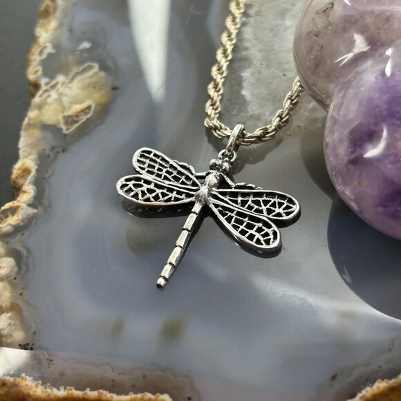 Sterling Silver Fashion Dragonfly Pendant - Picture 6 of 10